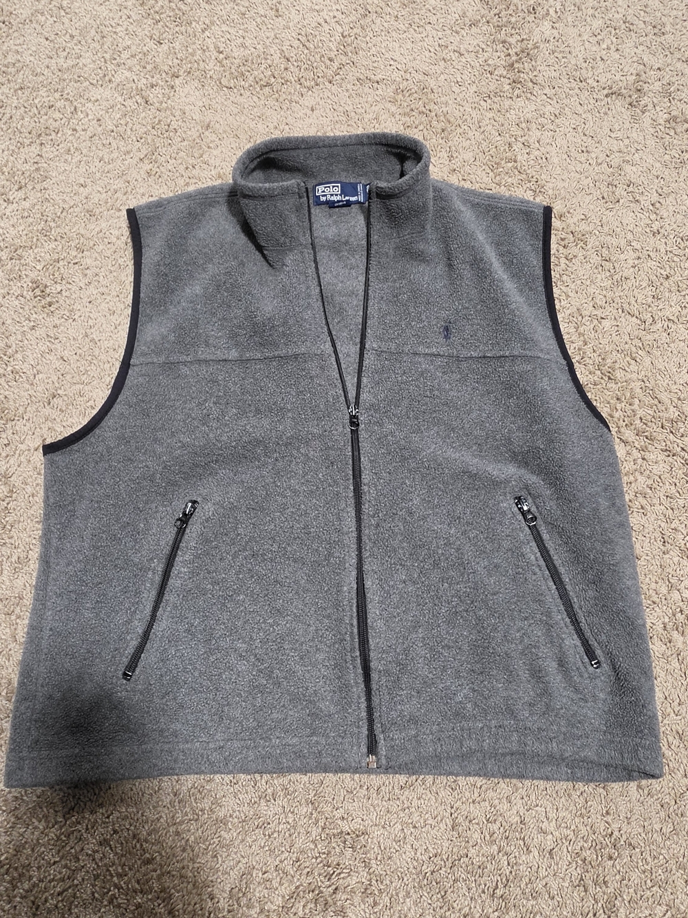 Vintage 90s Polo by Ralph Lauren Grey Fleece Full-Zip Vest Men's XL